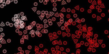 Din sembollü koyu kırmızı vektör dokusu. Renkli mistik semboller. Antik tarzda bir eğilim var. Doğaüstü tasvirler için basit tasarım.