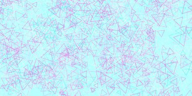 Açık pembe, üçgenli mavi vektör arkaplan. Modern tarzda üçgen şekilli akıllı soyut çizimler. Terfi modelleri.