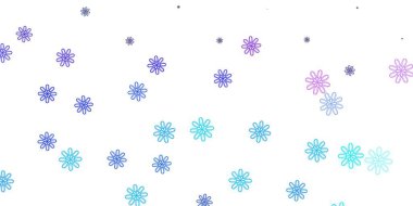 Açık pembe, çiçekli mavi vektör karalama deseni. Basit arka planda doğal tarzda renkli çiçekler. Paketleme için akıllı tasarım, duvar kağıtları.