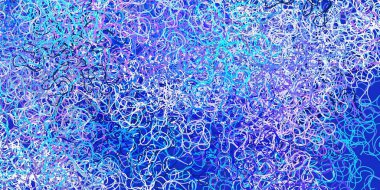 Açık pembe, eğri çizgileri olan mavi vektör arkaplan. Soyut ve eğri çizgilerle renkli çizimler. İş broşürleri, broşürler için desen