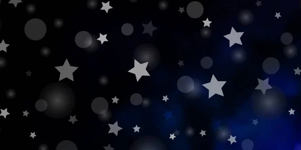 Patrón Vectorial Azul Oscuro Con Círculos Estrellas — Archivo Imágenes Vectoriales