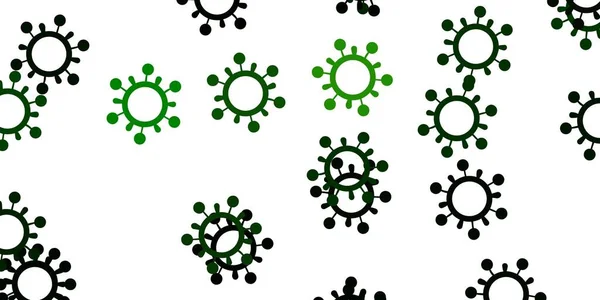 コロナウイルスの要素を持つ薄緑のベクトルパターン 装飾的なスタイルで鮮やかな兆候とスマートイラスト 検疫イベントのための最高のデザイン — ストックベクタ