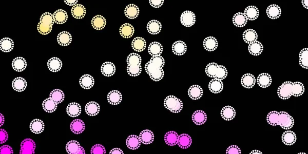 Темно Розовый Желтый Векторный Рисунок Коронавирусными Элементами Абстрактная Иллюстрация Биологическими — стоковый вектор