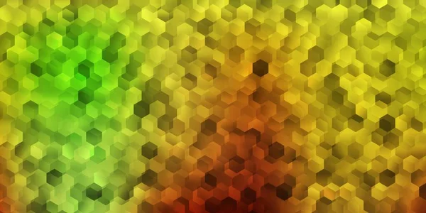 六角形の明るい緑 黄色のベクトルパターン カラフルなシンプルな六角形と創造的なぼかしの背景 ソーシャルネットワークのデザイン — ストックベクタ