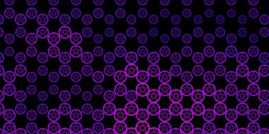 Sihirli elementlerle koyu pembe vektör deseni. Sihirli ruhani güç işaretleri olan bir ilüzyon. En iyi tasarım Cadılar Bayramı olayları.