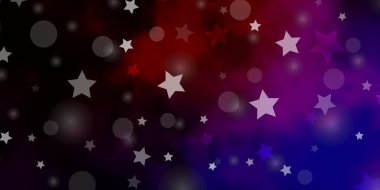 Koyu pembe, kırmızı vektör arkaplan daireli, yıldızlı.