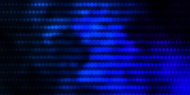 Daireli koyu mavi vektör düzeni. Basit gradyan arkaplandaki soyut renkli diskler. Broşürler, broşürler için desen.