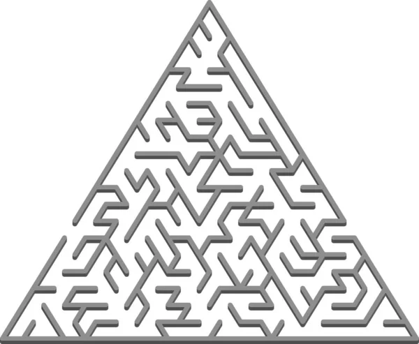 グレーの三角形の3D迷路のベクトルテンプレート パズル 白い背景に迷路のあるモダンなイラスト 教育雑誌や書籍のパターン — ストックベクタ