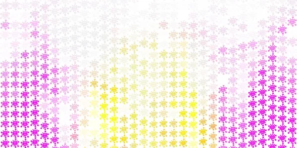 Светло Розовый Желтый Векторный Рисунок Коронавирусными Элементами Красочная Абстрактная Иллюстрация — стоковый вектор