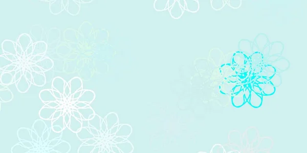 Azul Claro Vector Verde Obra Arte Natural Con Flores Diseño — Vector de stock