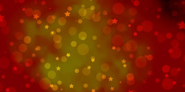 Rouge Foncé Motif Vectoriel Jaune Avec Cercles Étoiles — Image vectorielle