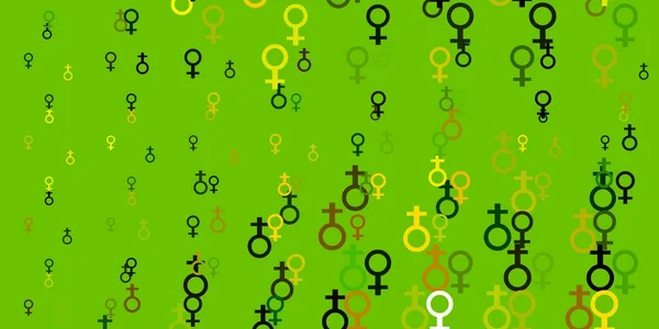 浅绿色 黄色矢量背景 女性符号 色彩斑斓的插图与梯度女性主义的形状 简单地设计你的网站 — 图库矢量图片