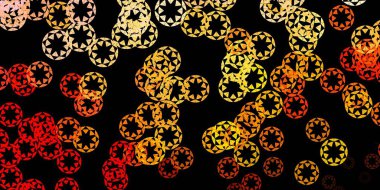 Koyu pembe, daireli sarı vektör şablonu. Parlak renkli ve soyut küreler içeren bir resim. Posterler, afişler için tasarım.