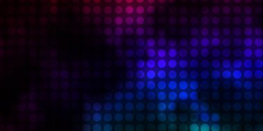 Daireli koyu renkli vektör deseni. Renkli damlaları olan soyut parlak bir illüstrasyon. Posterler, afişler için tasarım.