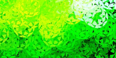 Açık yeşil, üçgen formlu sarı vektör düzeni. Üçgen şekilleri soyut bir şekilde renk değişimine sahiptir. Insperarion için tasarımı başlat.