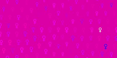 Light Pink vector background with woman symbols. Colorful illustration with gradient feminism shapes. Background for International Women Day.