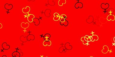 Light Red, Yellow vector background with woman symbols. Colorful feminism symbols with a gradient in modern style. Background for International Women's Day.