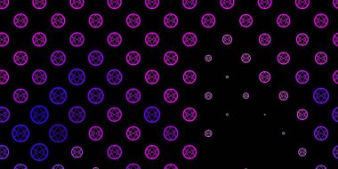 Dark Purple, Pink vector background with occult symbols. Retro design in abstract style with witchcraft forms. Best design halloween events.