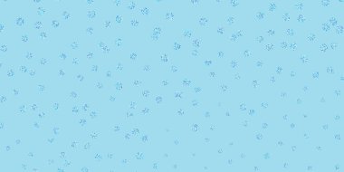 Açık pembe, çiçekli mavi vektör karalama deseni. Sıradan arka planda çiçekler olan basit bir tasarım. Bahar partileri için renkli desen.