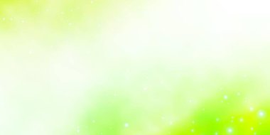 Açık yeşil, soyut yıldızlı sarı vektör deseni. Soyut şablondaki yıldızlarla dekoratif illüstrasyon. Reklamınız, posteriniz, afişiniz için en iyi tasarım.