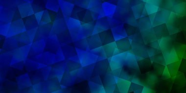 Açık mavi, yeşil vektör desenli ve küplü. Renkli çizgileri olan soyut çizimler, küpler. Duvar kağıtları için şablon.