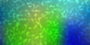 Açık mavi, altıgenli yeşil vektör deseni. Renkli gradyan altıgenli basit bir çizim. Duvar kağıdı kalıpları için doku.