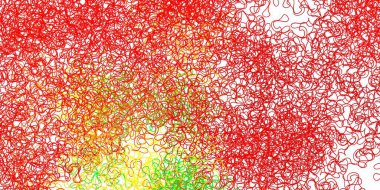 Koyu yeşil, eğri çizgileri olan kırmızı vektör arkaplanı. Uygunsuz gradyan çizgileri olan soyut çizimler. Reklamlar ve reklamlar için desen.