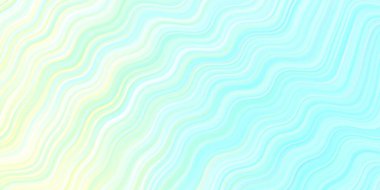 Açık mavi, yeşil çizgili vektör arka plan. Soyut ve gradyan renkte renkli çizimler. Tasarımınız için renkli dalga deseni.