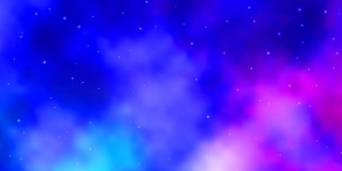 Açık Pembe, neon yıldızlı mavi vektör şablonu.