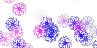 Açık mor, pembe vektör çiçekli doğal düzen. Basit arka planda rengarenk soyut çiçekler. Kadınlar için gündüz terfisi.