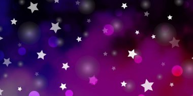 Koyu Mor, daireli pembe vektör deseni, yıldızlar..