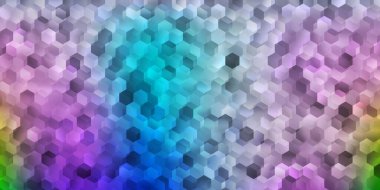 Açık mavi, altıgenli kırmızı vektör deseni. Renkli gradyan altıgenli basit bir çizim. Tasarımına kolay bir ekleme.