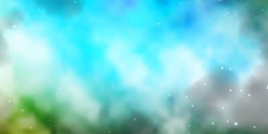 Açık Mavi, renkli yıldızlı yeşil vektör arkaplanı.