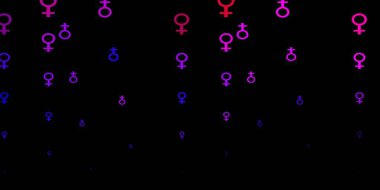 Koyu pembe, üzerinde kadın hakları sembolleri olan kırmızı vektör dokusu. Değişken feminizm şekilli renkli bir illüstrasyon. Kadınların gücünü göstermek için en iyi tasarım..