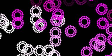 Hastalık sembollü koyu pembe vektör dokusu. Basit ve soyut bir şekilde renkli hastalık sembolleri. Tehlike ateşine karşı basit çizim.