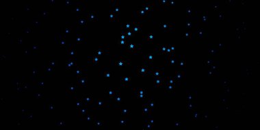 Neon yıldızlı koyu mavi vektör şablonu. Küçük ve büyük yıldızlı parlak renkli bir illüstrasyon. Yeni yıl ilanı, broşürler için desen.