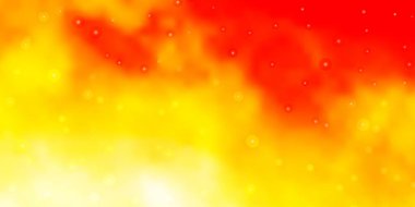 Küçük ve büyük yıldızlı hafif turuncu vektör arka planı. Yıldızlı bulanık dekoratif tasarım. Yeni yıl ilanı, broşürler için desen.