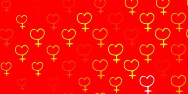 Feminizm elementleriyle açık sarı vektör deseni. Kadın gücünün resmedildiği soyut bir çizim. Web siteniz için basit tasarım.