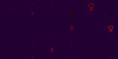 Açık Pembe, üzerinde kadın güç sembolleri olan kırmızı vektör fon. Kadın gücünün resmedildiği soyut bir çizim. ui tasarımcıları için arkaplan.