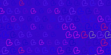 Açık pembe, tatlı kalpli mavi vektör arkaplan. Modern stilde eğilim gösteren renkli feminizm sembolleri. Kadınların gücünü göstermek için en iyi tasarım..