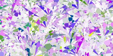 Açık pembe, üçgen şekilli yeşil vektör şablonu. Soyut tarzda, üçgen ve çizgilerle basit bir tasarım. Terfi modelleri.