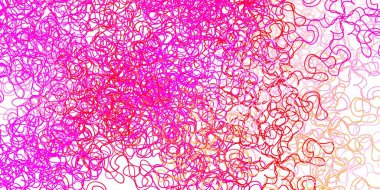 Açık pembe, kıvrımlı sarı vektör şablonu. Bükülmüş çizgileri olan yepyeni renkli bir çizim. İş broşürleri, broşürler için desen