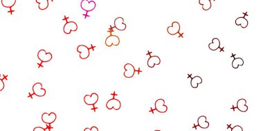 Açık Kırmızı, kadın hakları sembollü sarı vektör dokusu. Kadınların güç ve güç göstergelerini gösteren bir ilüzyon. Web siteniz için basit tasarım.