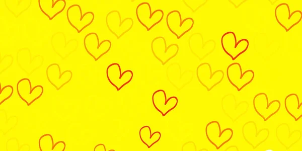 Padrão Vetor Amarelo Claro Com Corações Coloridos Símbolos Feministas Coloridos — Vetor de Stock