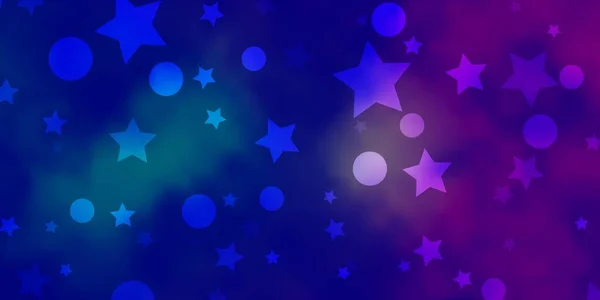 Rose Clair Fond Vectoriel Bleu Avec Cercles Étoiles — Image vectorielle