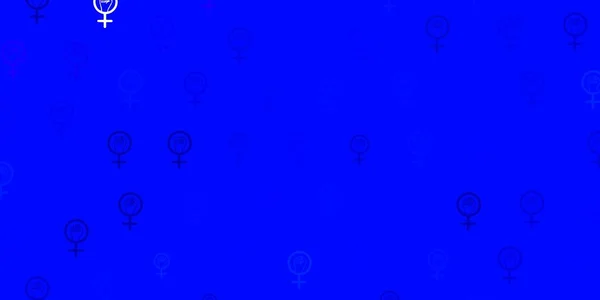 Patrón Vectorial Azul Claro Con Elementos Feministas Ilustración Colorida Con — Archivo Imágenes Vectoriales