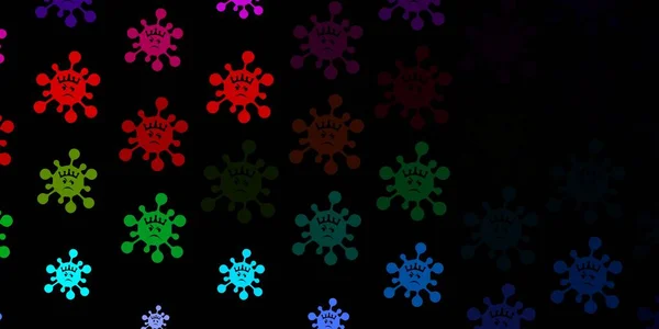Dunkler Mehrfarbiger Vektorhintergrund Mit Covid Symbolen Farbenfrohe Krankheitssymbole Einfachen Abstrakten — Stockvektor