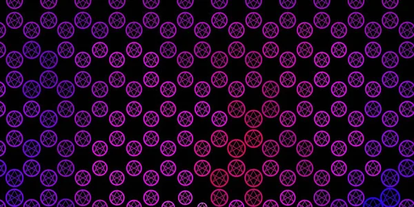 深紫色 粉红矢量模板带有深奥的符号 带有巫术形式的抽象风格的复古设计 灵性事件的设计 — 图库矢量图片