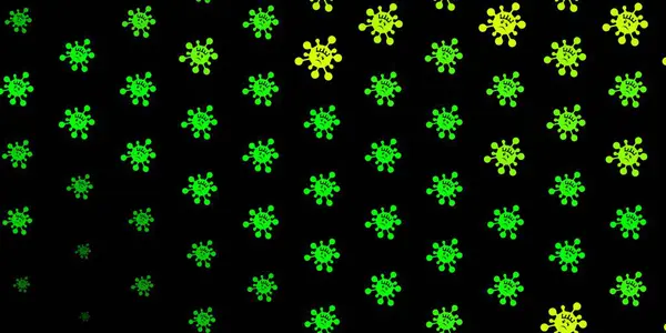 Dunkelgrüner Gelber Vektorhintergrund Mit Virussymbolen Bunte Abstrakte Illustration Mit Medizinischen — Stockvektor