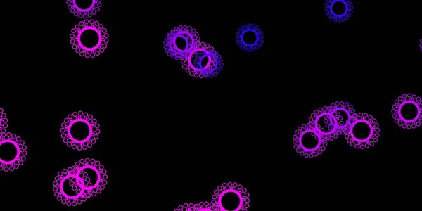 Viola Scuro Modello Vettoriale Rosa Con Elementi Coronavirus Illustrazione Astratta — Vettoriale Stock